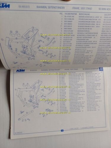 KTM 50 Mini-Junior-Senior Adventure 2003 catalogo ricambi originale
