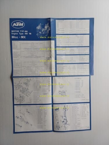 KTM 80 MX 1986 catalogo ricambi MOTORE originale