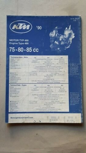KTM catalogo ricambi MOTORE 75-80-85 1990 originale Engine Parts Catalogue