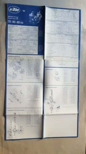 KTM catalogo ricambi MOTORE 75-80-85 1990 originale Engine Parts Catalogue