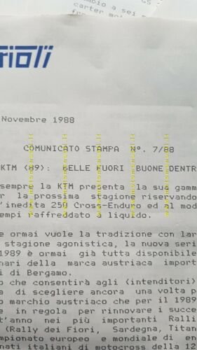 KTM comunicato cartella stampa 1988 no depliant brochure