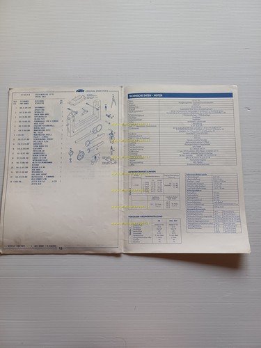 KTM MOTORE 125 VC 1993 catalogo ricambi - dati tecnici …