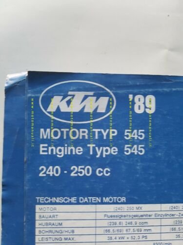 KTM Motore 545 240-250cc 1989 catalogo ricambi originale spare parts …