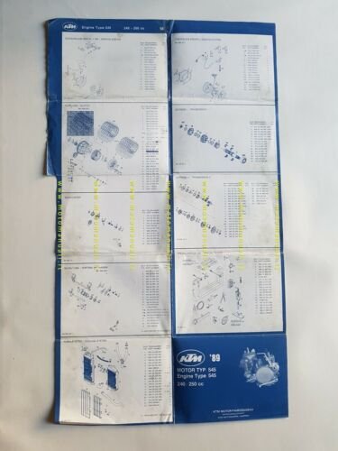 KTM Motore 545 240-250cc 1989 catalogo ricambi originale spare parts …