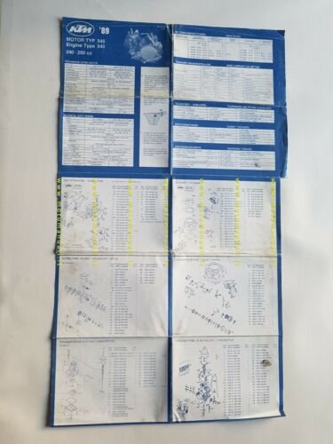 KTM Motore 545 240-250cc 1989 catalogo ricambi originale spare parts …