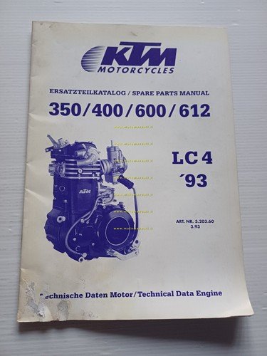 KTM MOTORE LC4 350-400-600-612 1993 catalogo ricambi - dati tecnici …