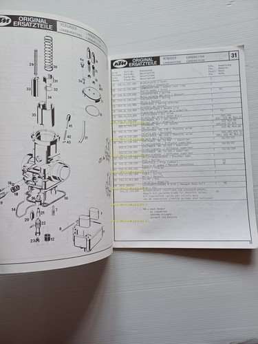KTM MOTORE TYP 560-561-562-563 420-350-390-495 1980 catalogo ricambi originale