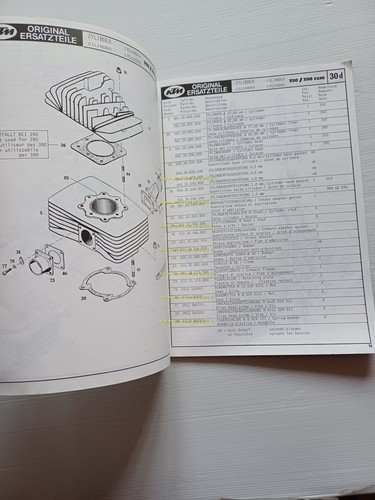 KTM MOTORE TYP 560-561-562-563 420-350-390-495 1980 catalogo ricambi originale