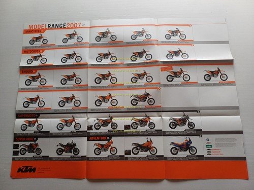 KTM produzione modelli 2007 cross enduro strada depliant poster originale