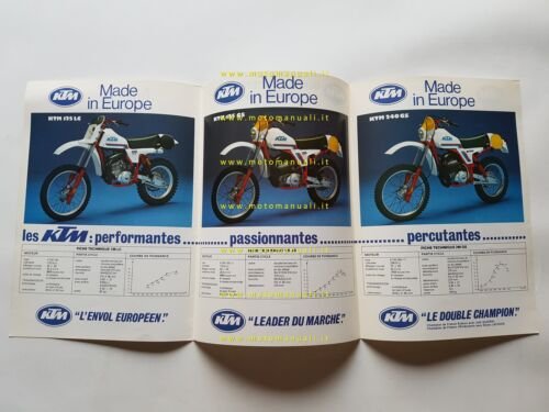 KTM produzione modelli cross-enduro 1981 depliant francese originale