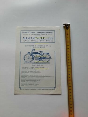 La Franaise Diamant produzione motociclette 1925 depliant FRANCESE originale