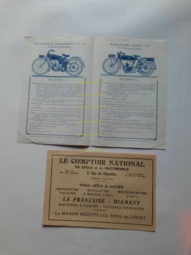 La Franaise Diamant produzione motociclette 1925 depliant FRANCESE originale
