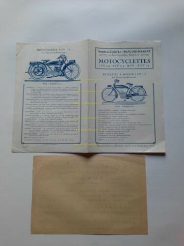 La Franaise Diamant produzione motociclette 1925 depliant FRANCESE originale
