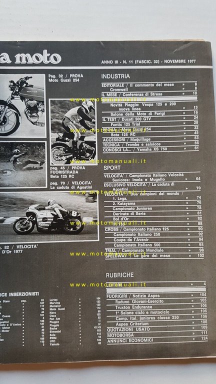 LA MOTO n. 11 1977 Prova Guzzi 254 Ducati GTV …