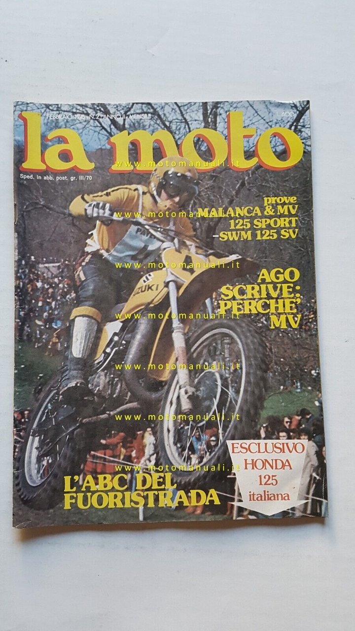 LA MOTO n. 2 1976 - Prove Malanca 125 Sport …