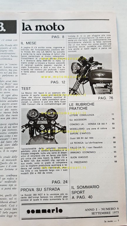 LA MOTO n. 6 1975 - Prova Suzuki 380 NGT …