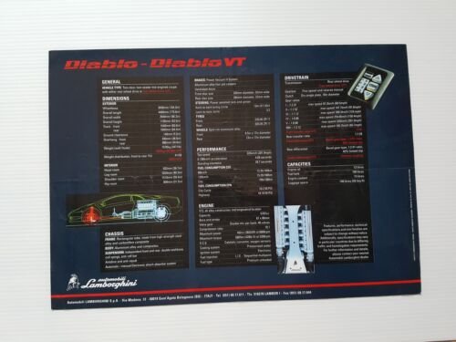 Lamborghini Diablo - Diablo VT 1990 depliant originale inglese