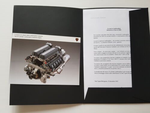 Lamborghini Gallardo anteprima presentazione 2002 cartella stampa originale