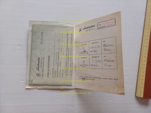 Lamborghini Trattore C 603 1974 libretto tessera garanzia originale usato