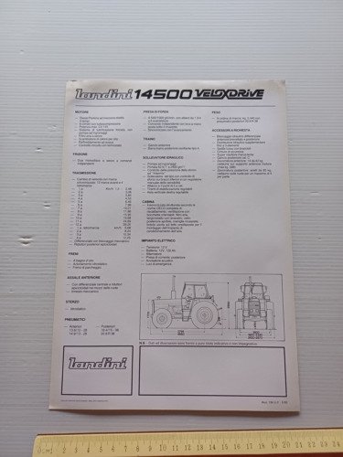 Lamborghini trattore VeloxDrive 14500 Turbo 1982 depliant originale italiano