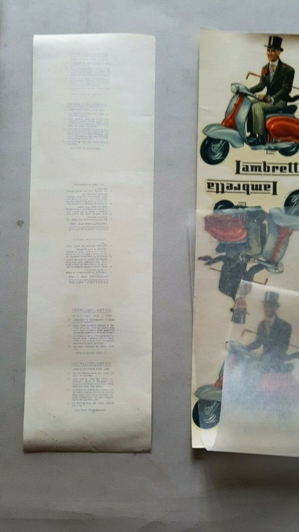 Lambretta decalcomanie ad acqua originali d'epoca no replica no depliant