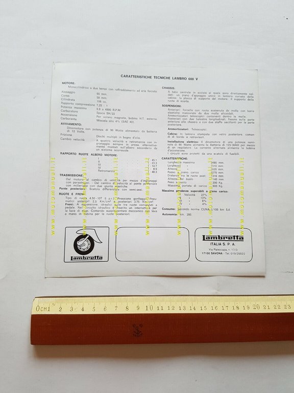 Lambro 600 V anni 70 depliant originale italiano