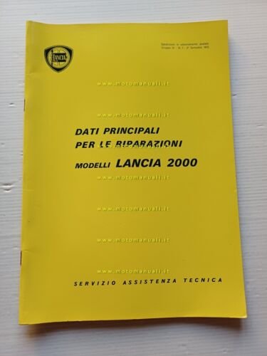 Lancia 2000 - Coup 1972 manuale officina caratterist. tecniche dati …