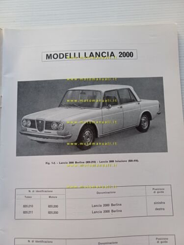 Lancia 2000 - Coup 1972 manuale officina caratterist. tecniche dati …