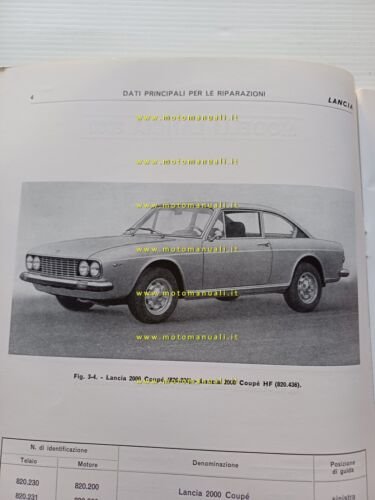 Lancia 2000 - Coup 1972 manuale officina caratterist. tecniche dati …