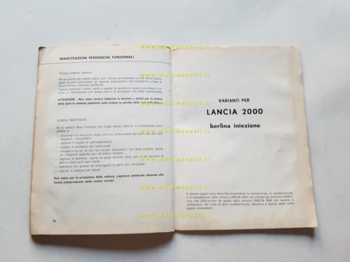 Lancia 2000 Berlina 1a serie 1972 manuale uso manutenzione originale