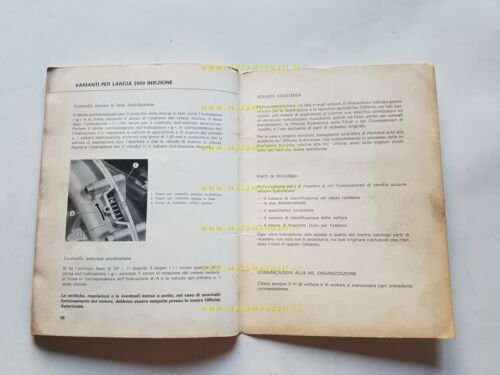 Lancia 2000 Berlina 1a serie 1972 manuale uso manutenzione originale