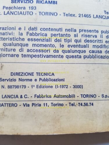 Lancia 2000 Berlina 1a serie 1972 manuale uso manutenzione originale