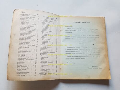 Lancia 2000 Berlina 1a serie 1972 manuale uso manutenzione originale