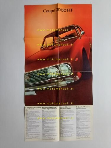 Lancia 2000 Coup HF 1972 depliant poster italiano originale