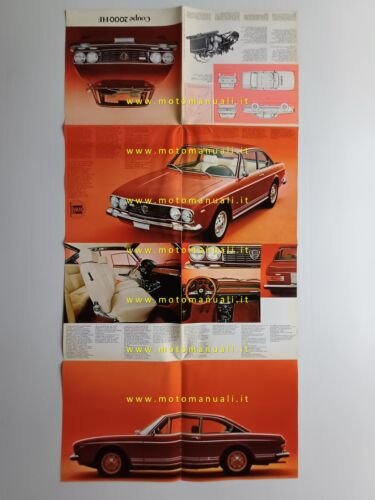 Lancia 2000 Coup HF 1972 depliant poster italiano originale