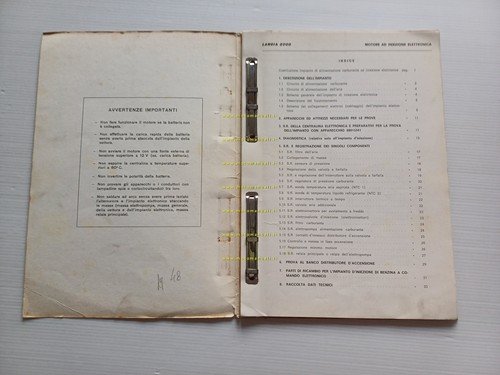 Lancia 2000 iniezione 1971 manuale officina caratter. tecniche dati riparazioni