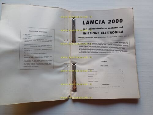 Lancia 2000 iniezione 1972 manuale officina originale