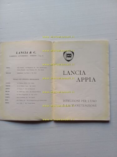 Lancia Appia 1954 manuale uso manutenzione originale italiano