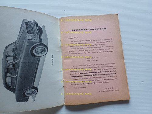 Lancia Appia 3a serie tutti modelli 1961 manuale uso originale