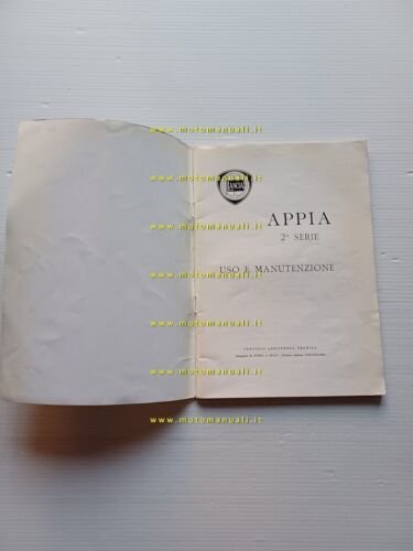 Lancia Appia II Serie 1958 manuale uso manutenzione originale italiano