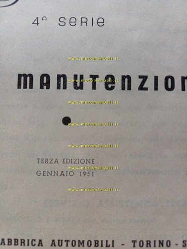 Lancia Ardea 4a Serie 1951 manuale uso manutenzione libretto istruzioni …