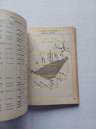 Lancia Autofurgoncino Tipo 800 1946 catalogo ricambi originale