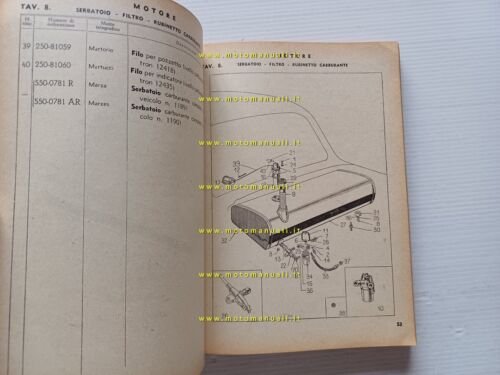 Lancia Autofurgoncino tipo 800 1946 catalogo ricambi originale Ia edizione