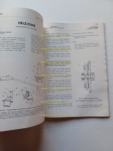 Lancia Beta 1972 manuale officina caratteristiche tecniche dati riparazioni