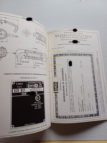 Lancia Beta 2.0 Spider 1975 scheda omologazione DGM Motorizzazione Facsimile