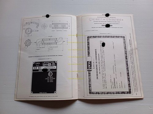 Lancia Beta 2.0 Spider 1976 scheda omologazione DGM Motorizzazione Facsimile