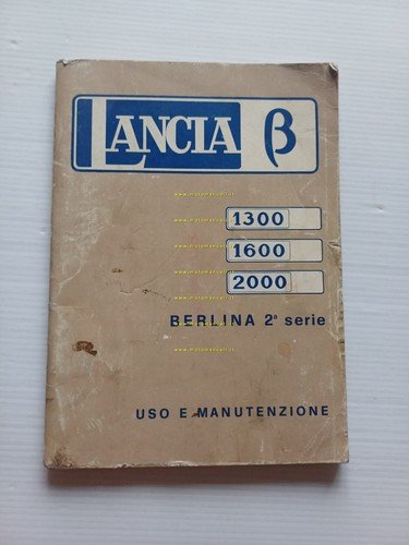Lancia Beta Berlina 2a S. 1300-1600-2000 1975 Manuale Uso Manutenzione …