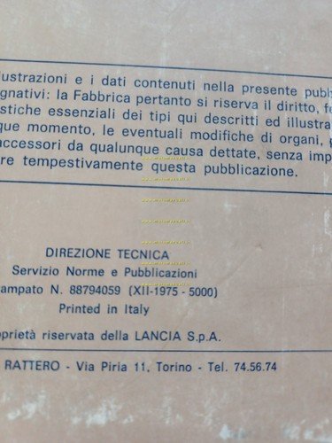 Lancia Beta Berlina 2a S. 1300-1600-2000 1975 Manuale Uso Manutenzione …
