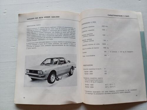 Lancia Beta Coup - Spider 1600 - 2000 1976 manuale …