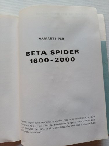 Lancia Beta Coup - Spider 1600 - 2000 1976 manuale …